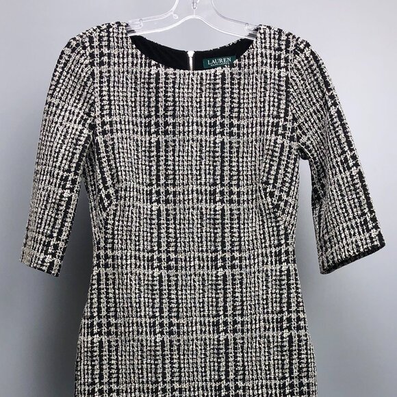 BNWOT Ralph Lauren Classy Black & White Knee Length Shift Dress - Picture 4 of 10